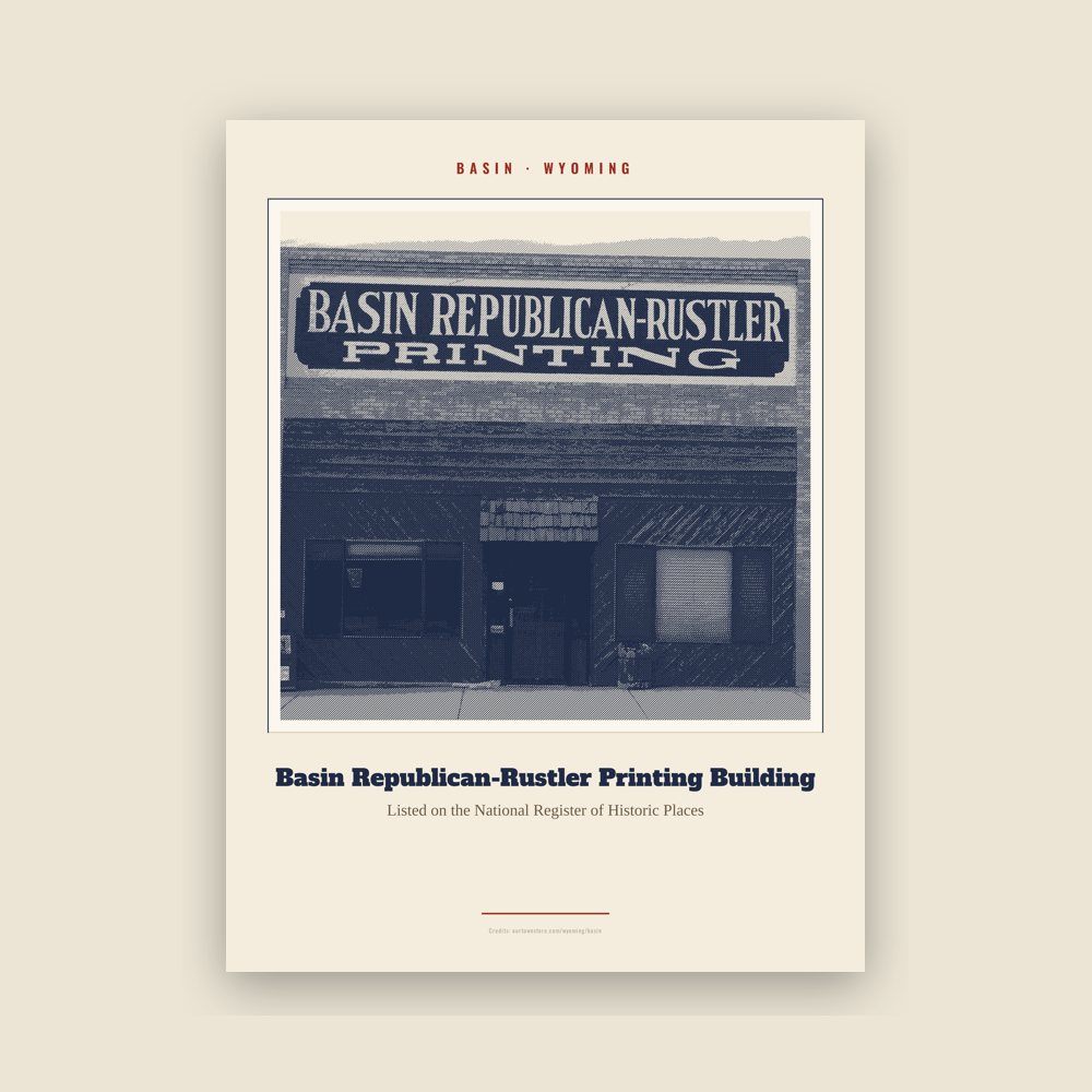 Basin Basin Republican-Rustler Printing Building Landmark Print