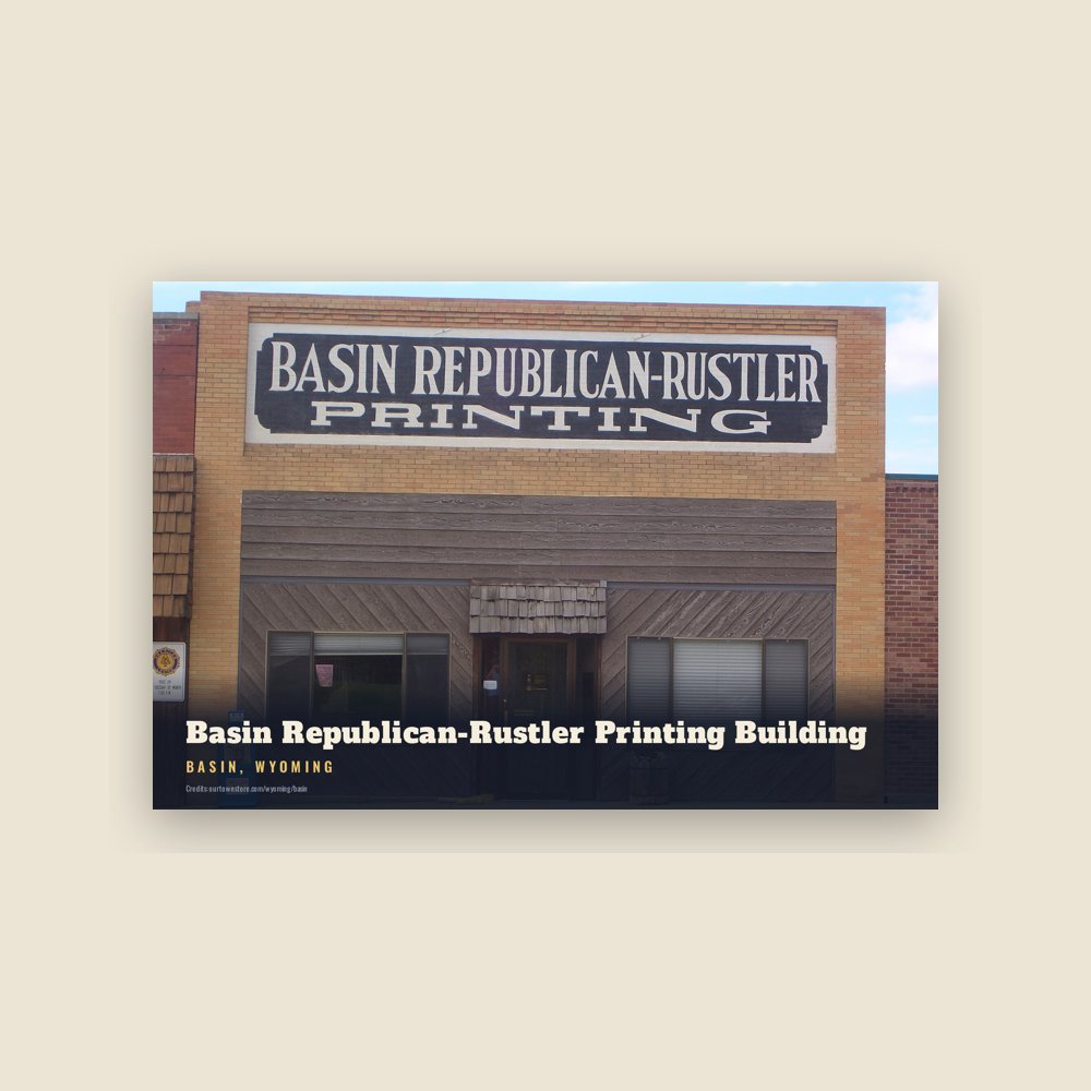 Basin Basin Republican-Rustler Printing Building Postcard