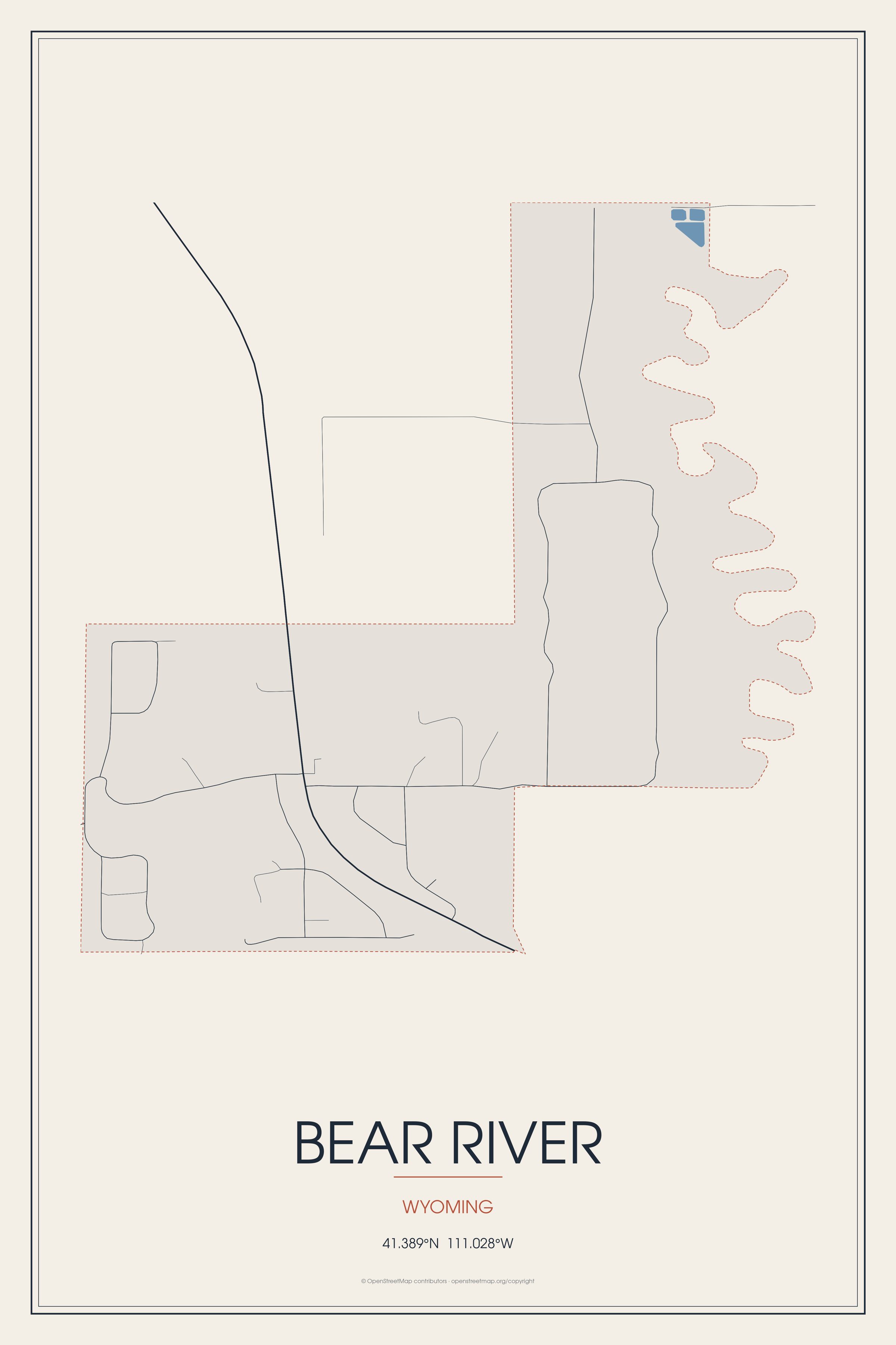 Street map of Bear River, Wyoming