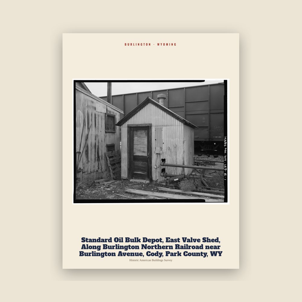 Burlington Standard Oil Bulk Depot, East Valve Shed, Along Burlington Northern Railroad near Burlington Avenue, Cody, Park County, WY Archive Print