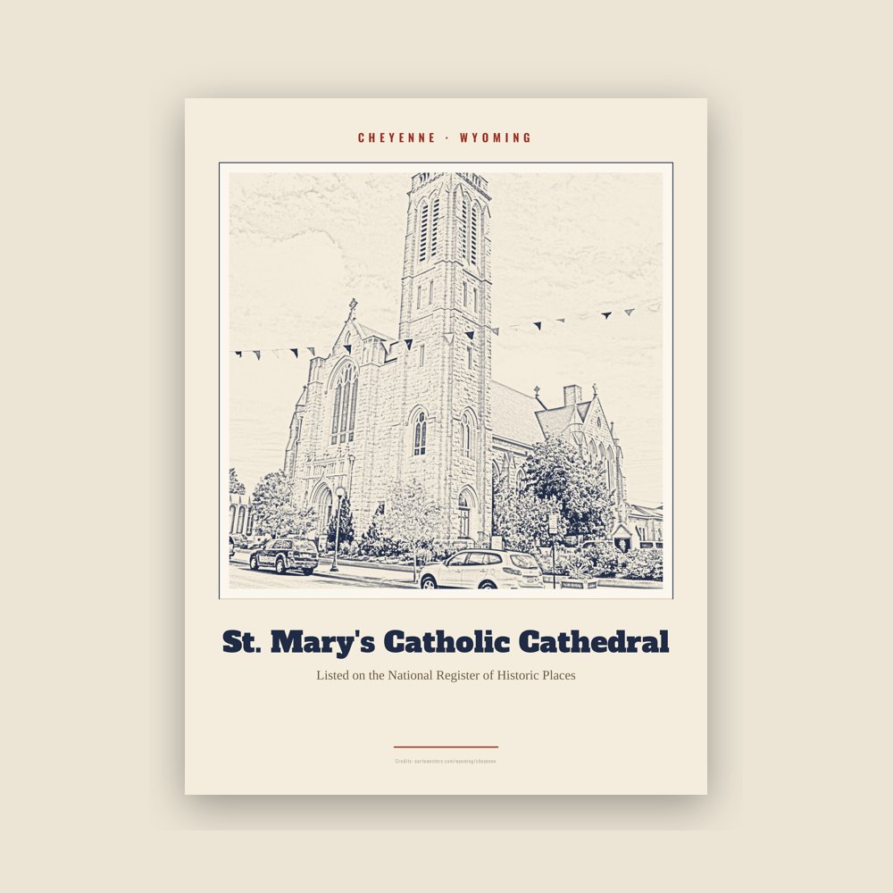 Cheyenne St. Mary's Catholic Cathedral Landmark Print
