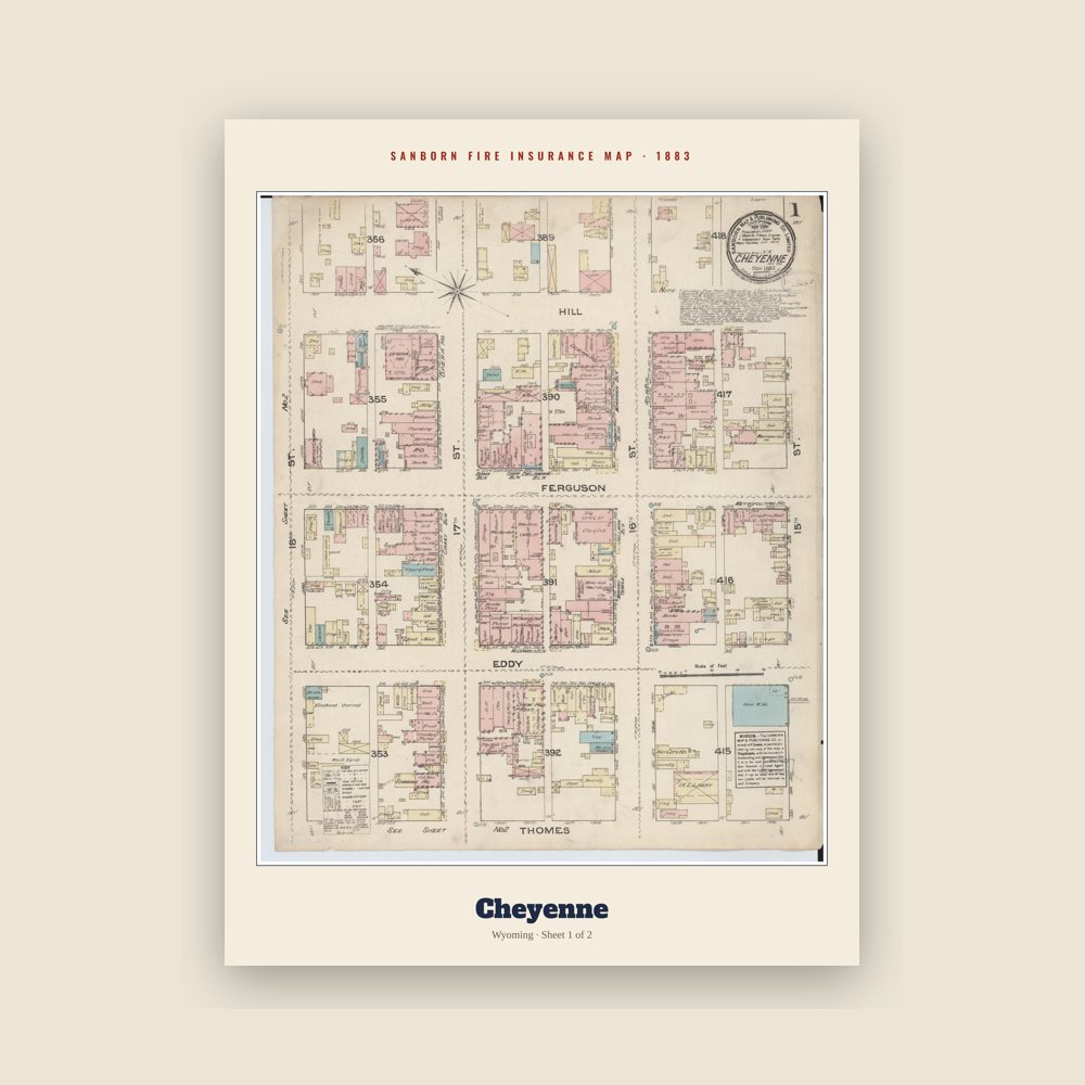Cheyenne Sanborn Map Print