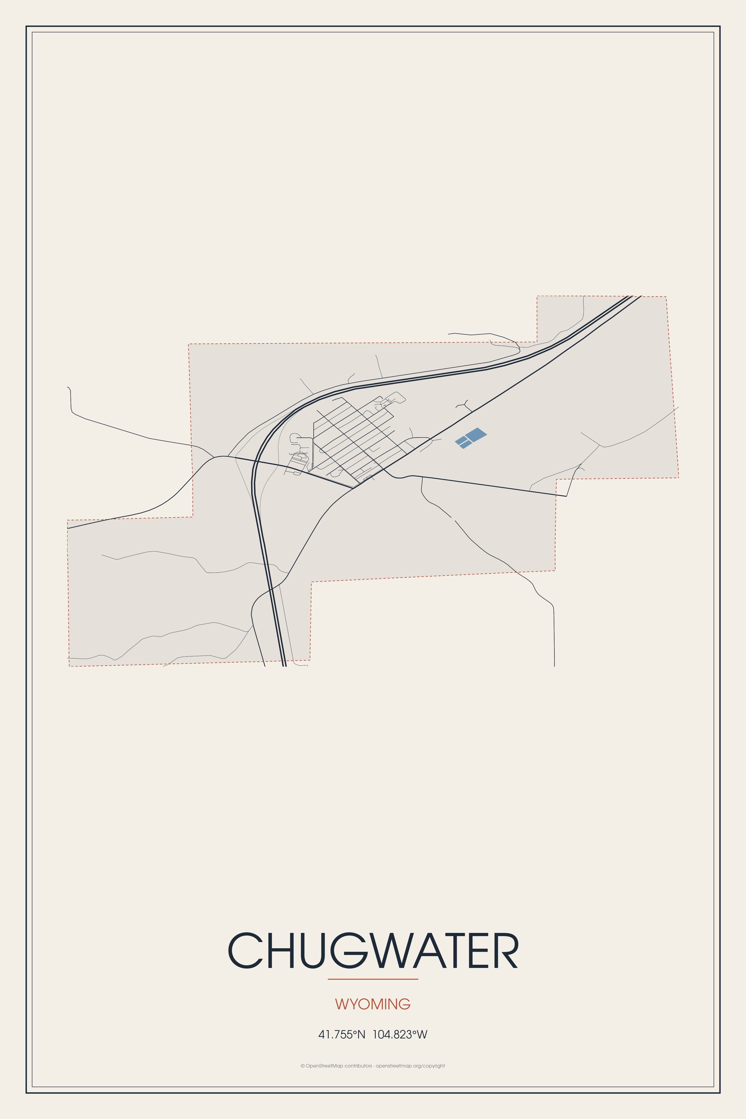 Street map of Chugwater, Wyoming