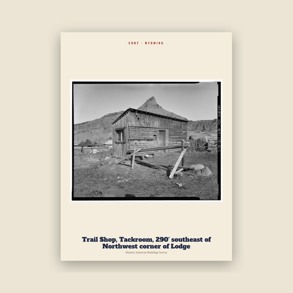 Cody Trail Shop, Tackroom, 290' southeast of Northwest corner of Lodge Archive Print