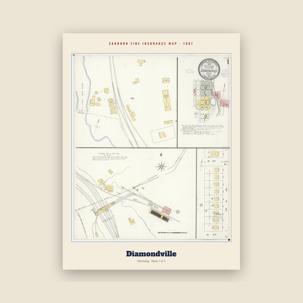 Diamondville Sanborn Map Print