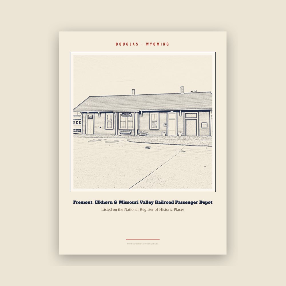Douglas Fremont, Elkhorn & Missouri Valley Railroad Passenger Depot Landmark Print