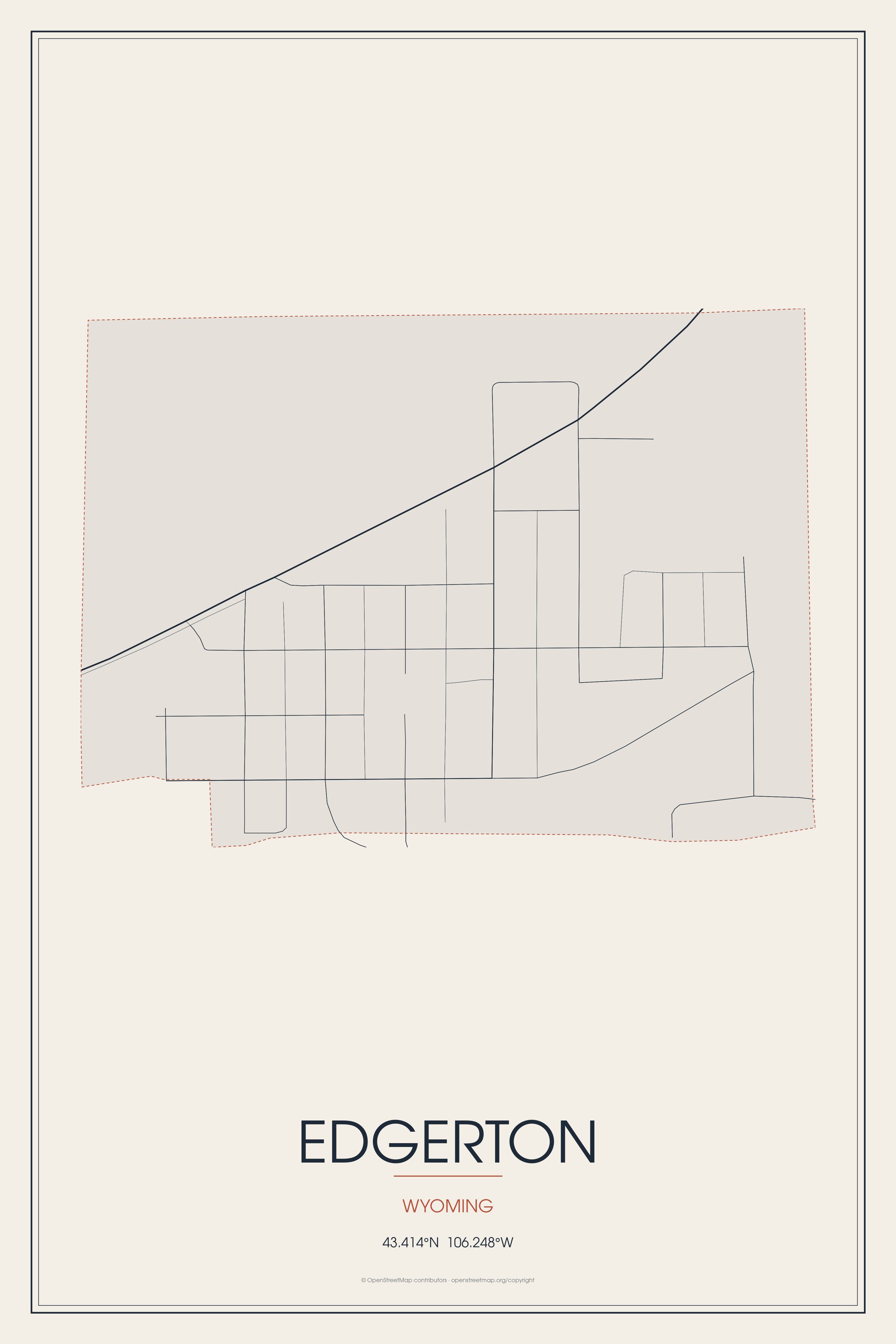 Street map of Edgerton, Wyoming
