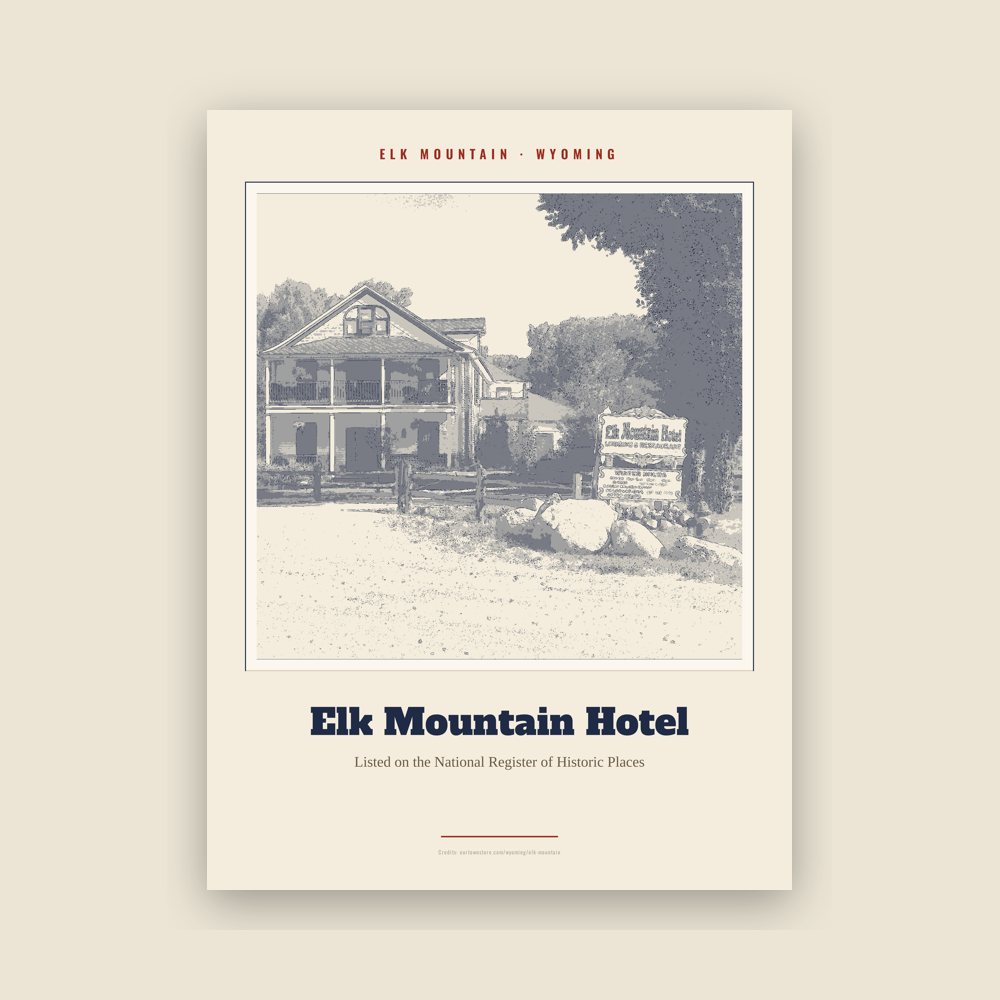 Elk Mountain Elk Mountain Hotel Landmark Print