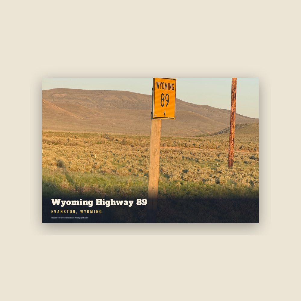 Evanston Wyoming Highway 89 Postcard