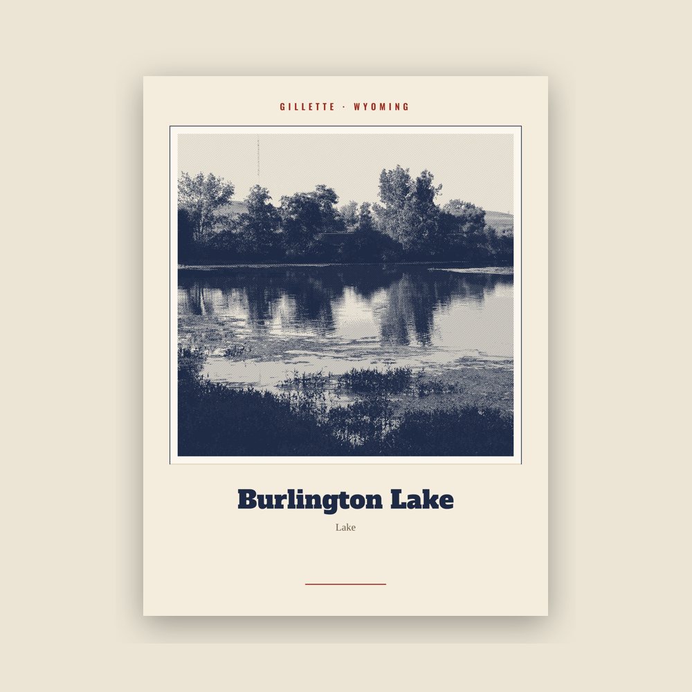 Gillette Burlington Lake Landmark Print