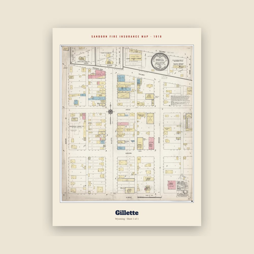 Gillette Sanborn Map Print