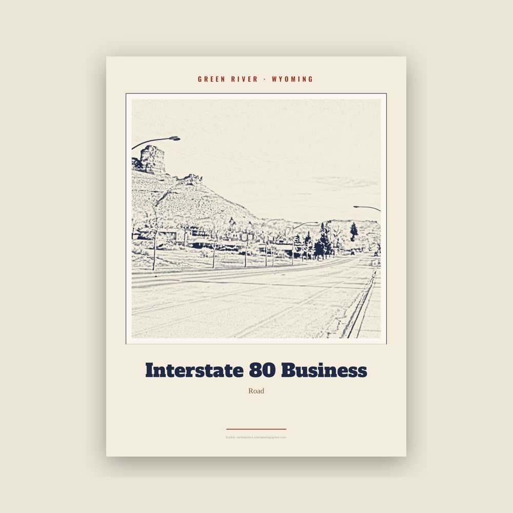 Green River Interstate 80 Business Landmark Print