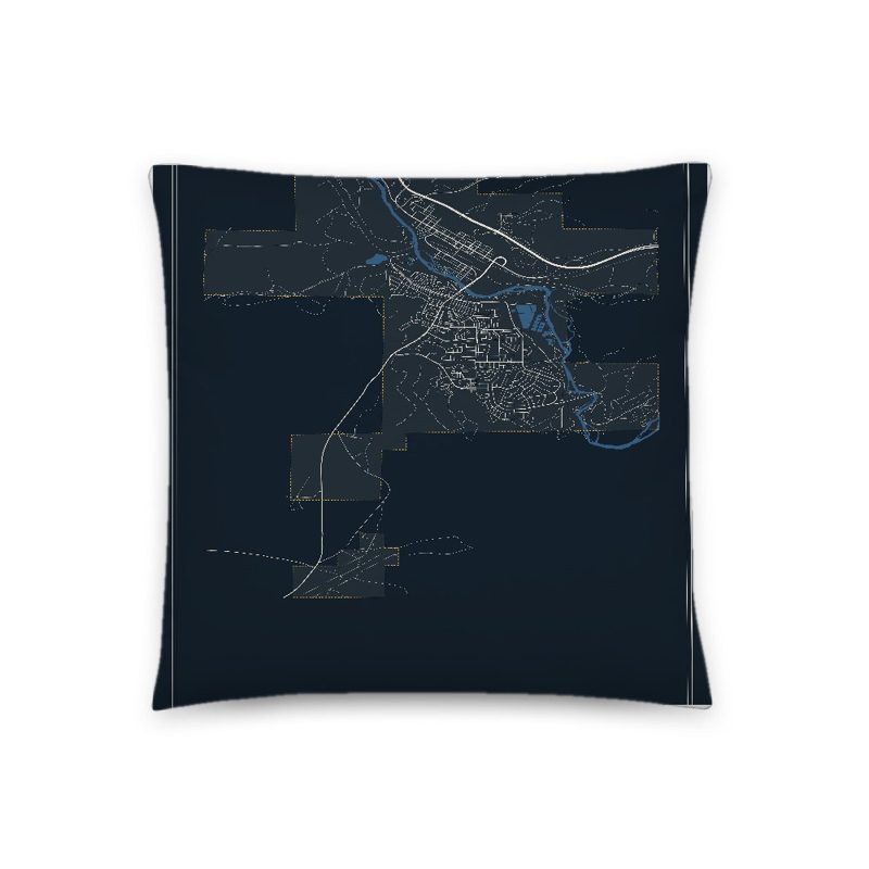 Green River Map Throw Pillow