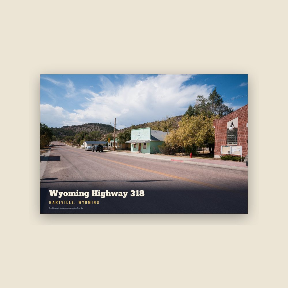 Hartville Wyoming Highway 318 Postcard