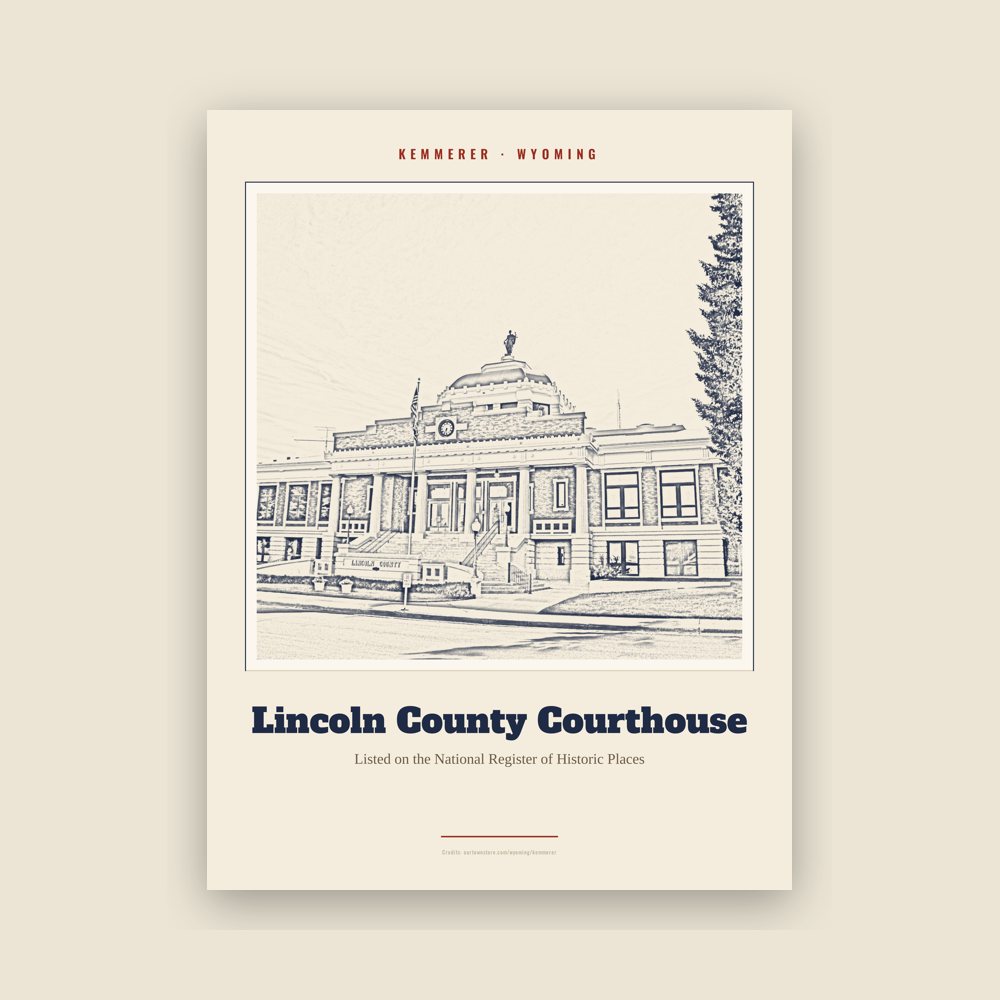 Kemmerer Lincoln County Courthouse Landmark Print