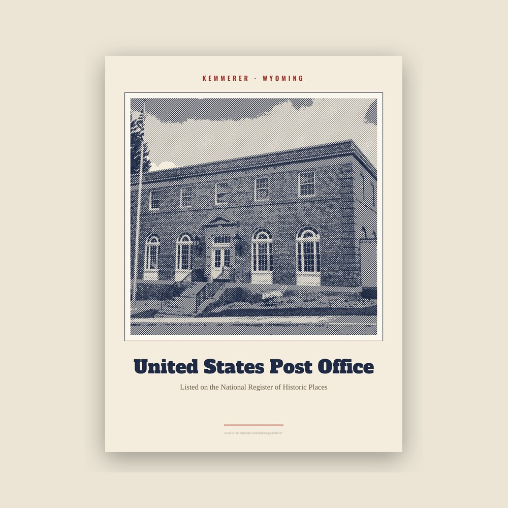 Kemmerer United States Post Office Landmark Print