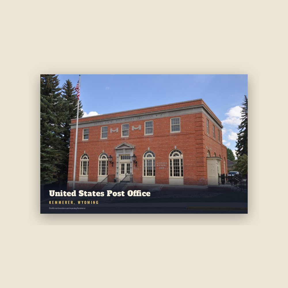 Kemmerer United States Post Office Postcard