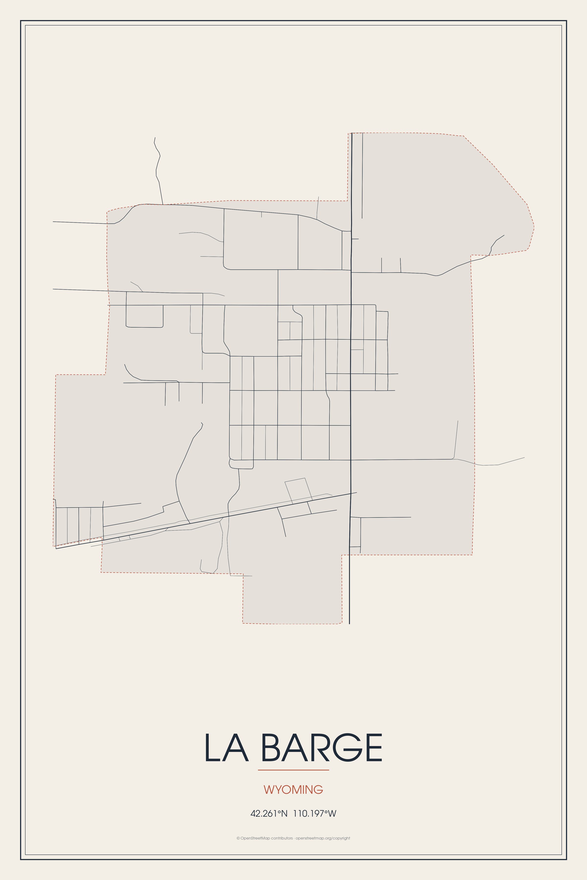 Street map of La Barge, Wyoming
