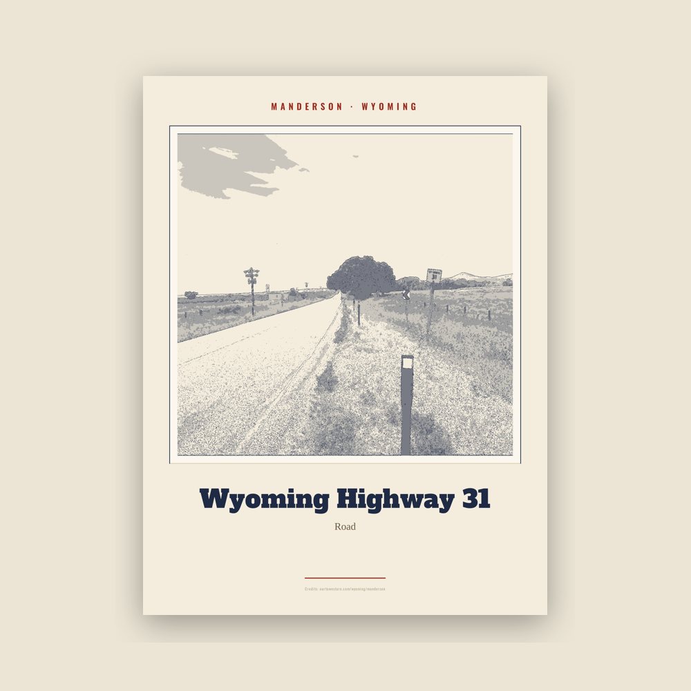 Manderson Wyoming Highway 31 Landmark Print