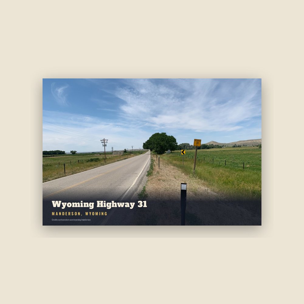 Manderson Wyoming Highway 31 Postcard