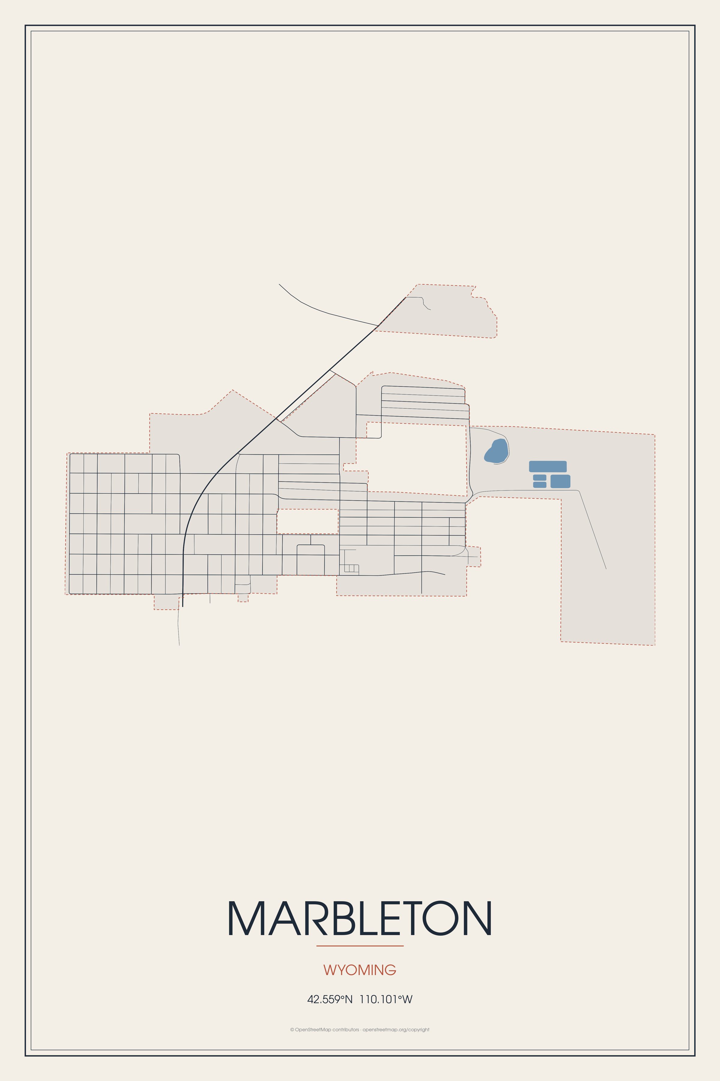 Street map of Marbleton, Wyoming