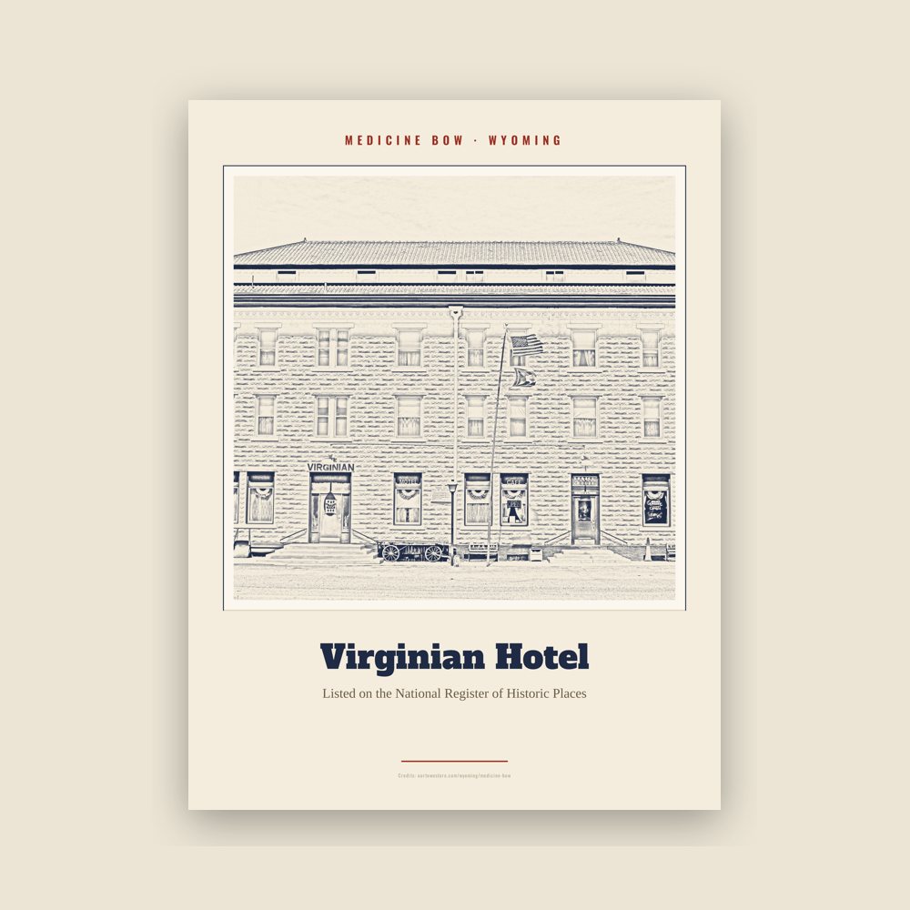 Medicine Bow Virginian Hotel Landmark Print
