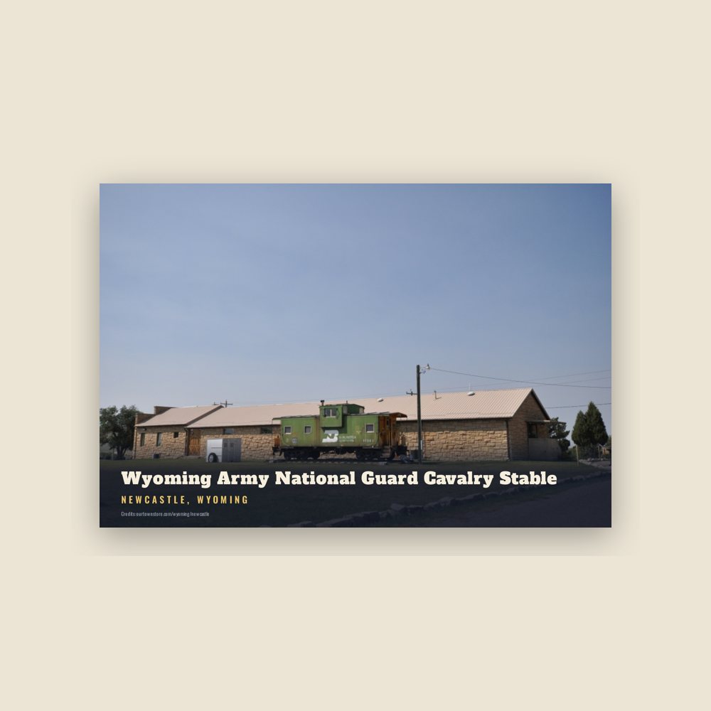 Newcastle Wyoming Army National Guard Cavalry Stable Postcard