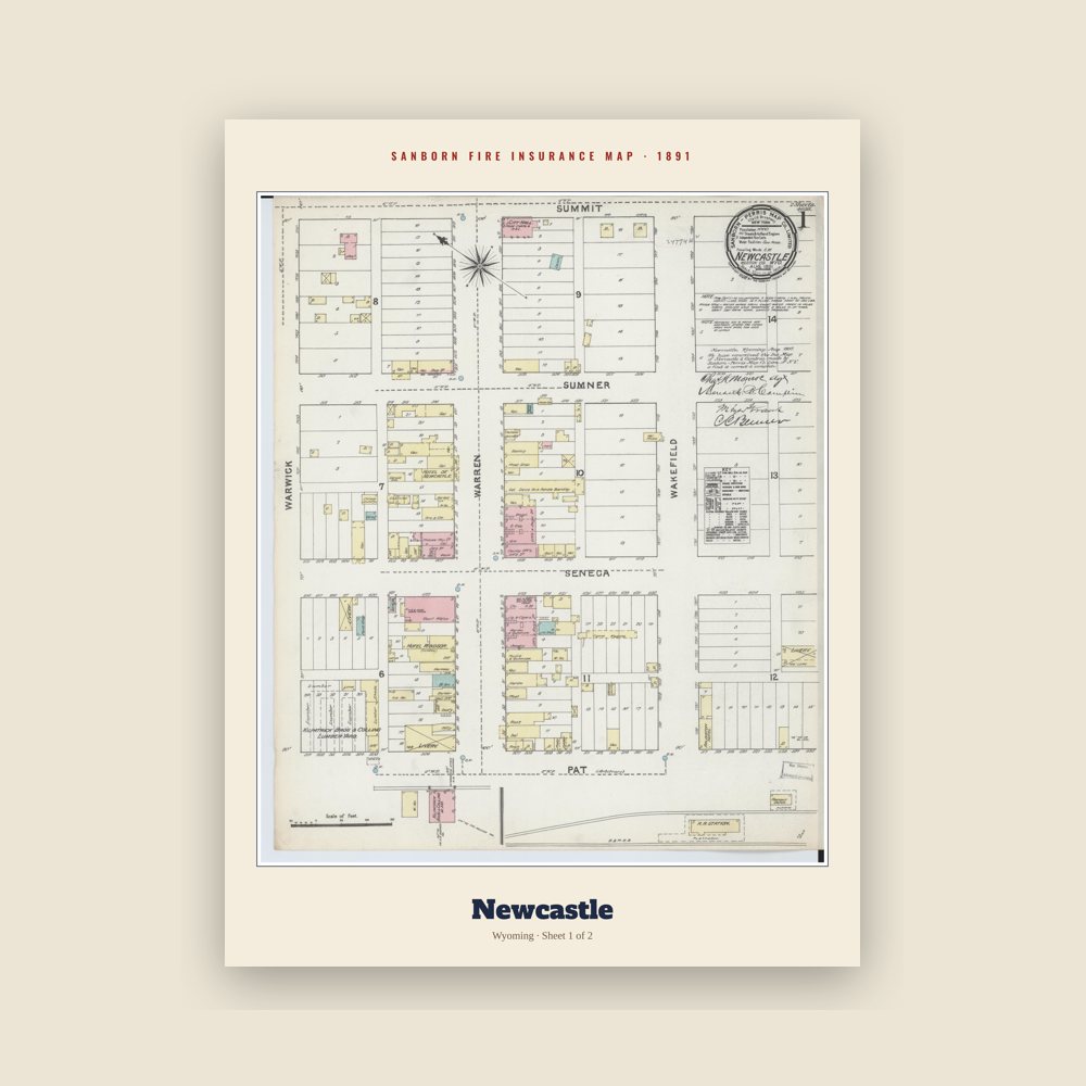 Newcastle Sanborn Map Print