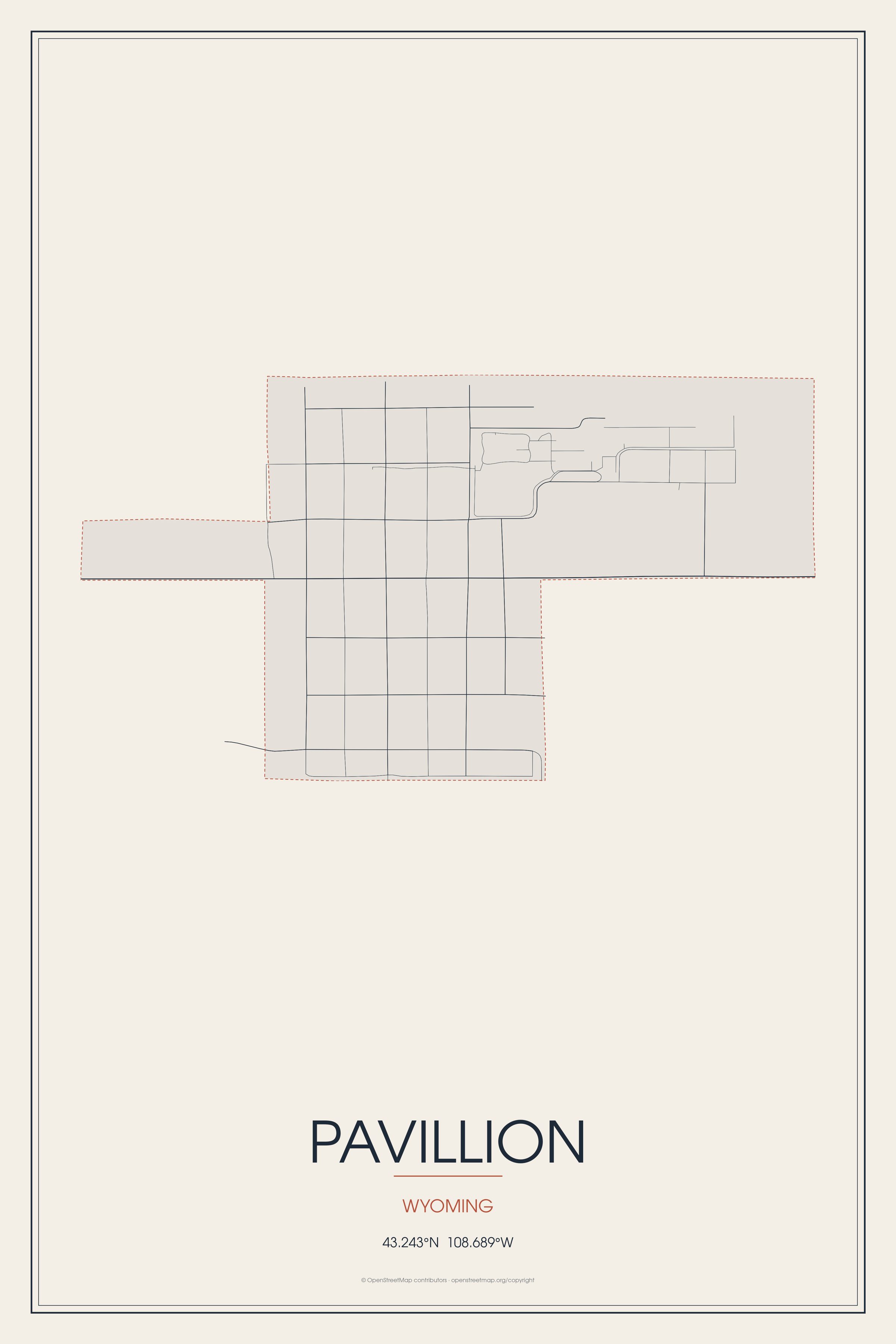 Street map of Pavillion, Wyoming