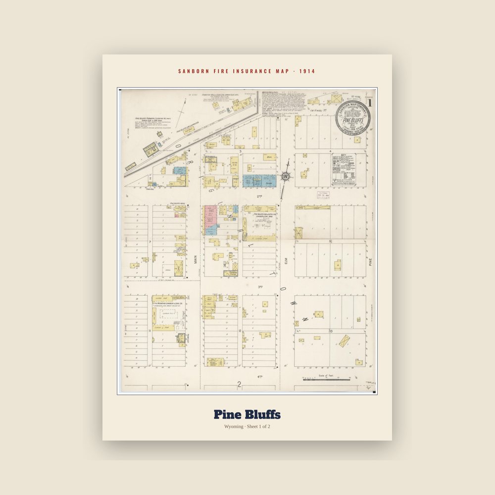Pine Bluffs Sanborn Map Print