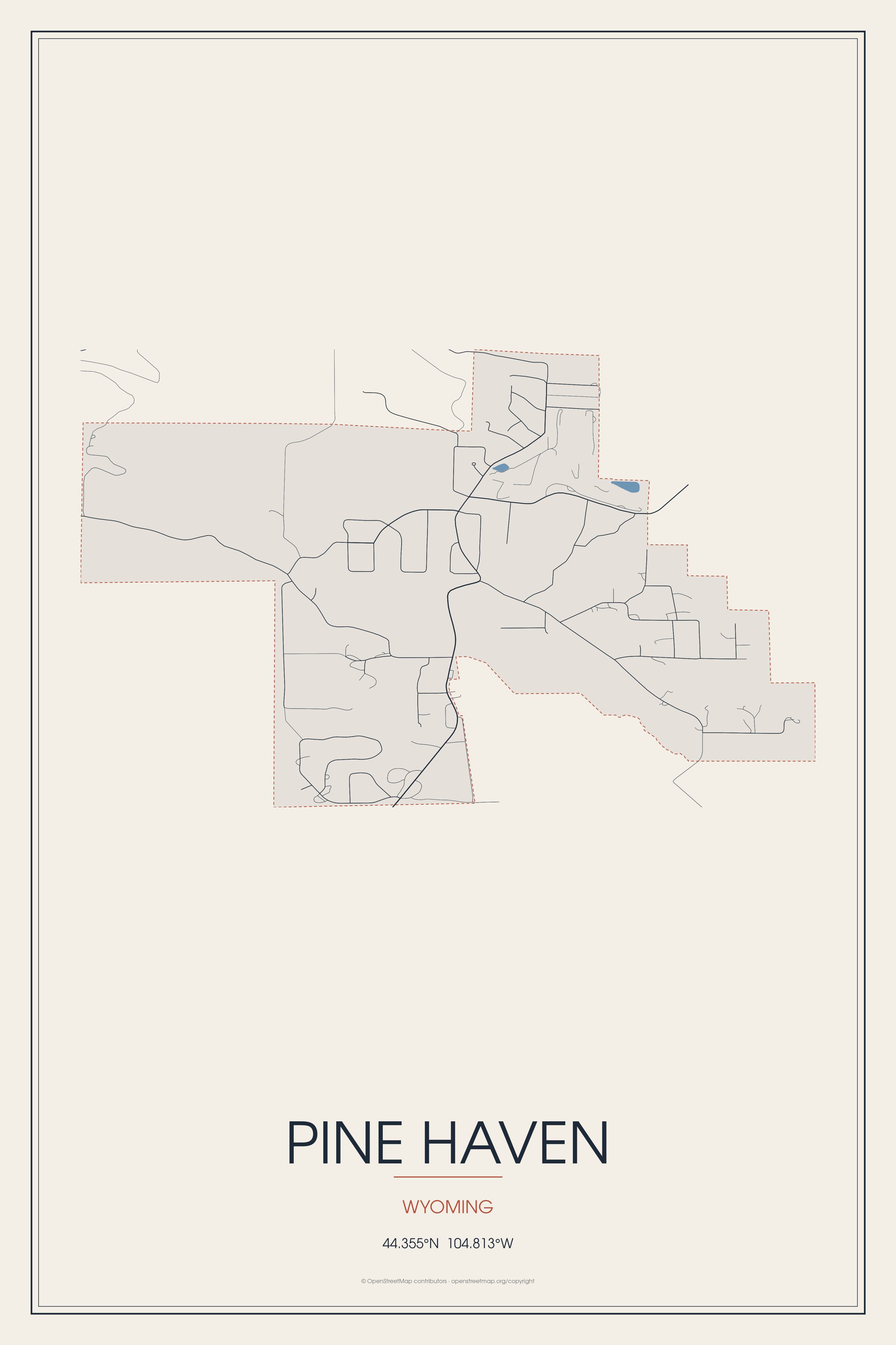 Street map of Pine Haven, Wyoming