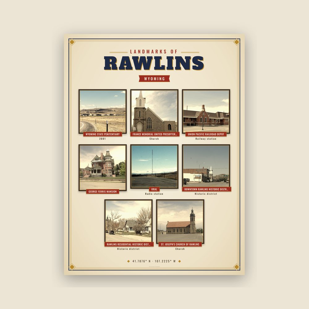 Rawlins Landmarks Photo Poster