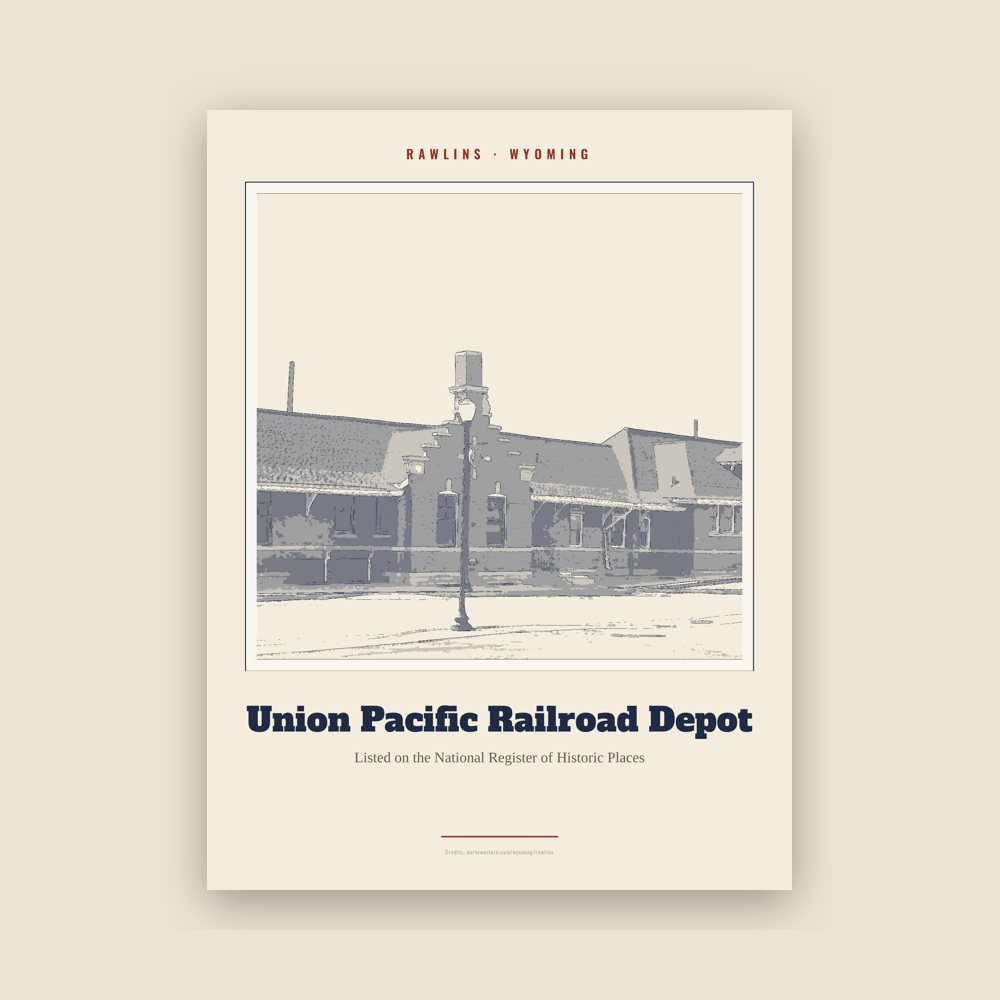 Rawlins Union Pacific Railroad Depot Landmark Print