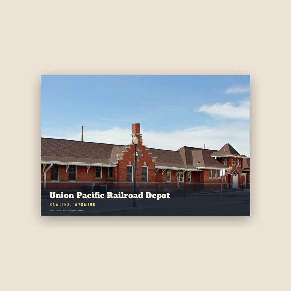 Rawlins Union Pacific Railroad Depot Postcard