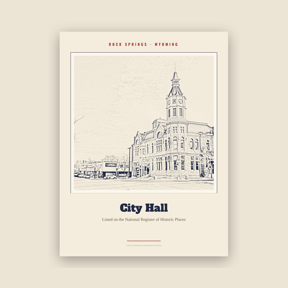 Rock Springs City Hall Landmark Print
