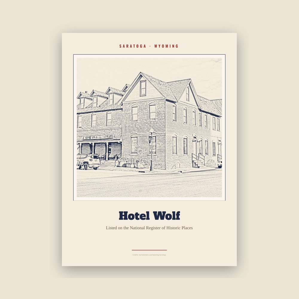 Saratoga Hotel Wolf Landmark Print