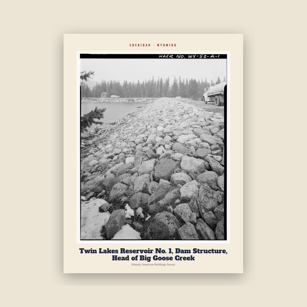 Sheridan Twin Lakes Reservoir No. 1, Dam Structure, Head of Big Goose Creek Archive Print