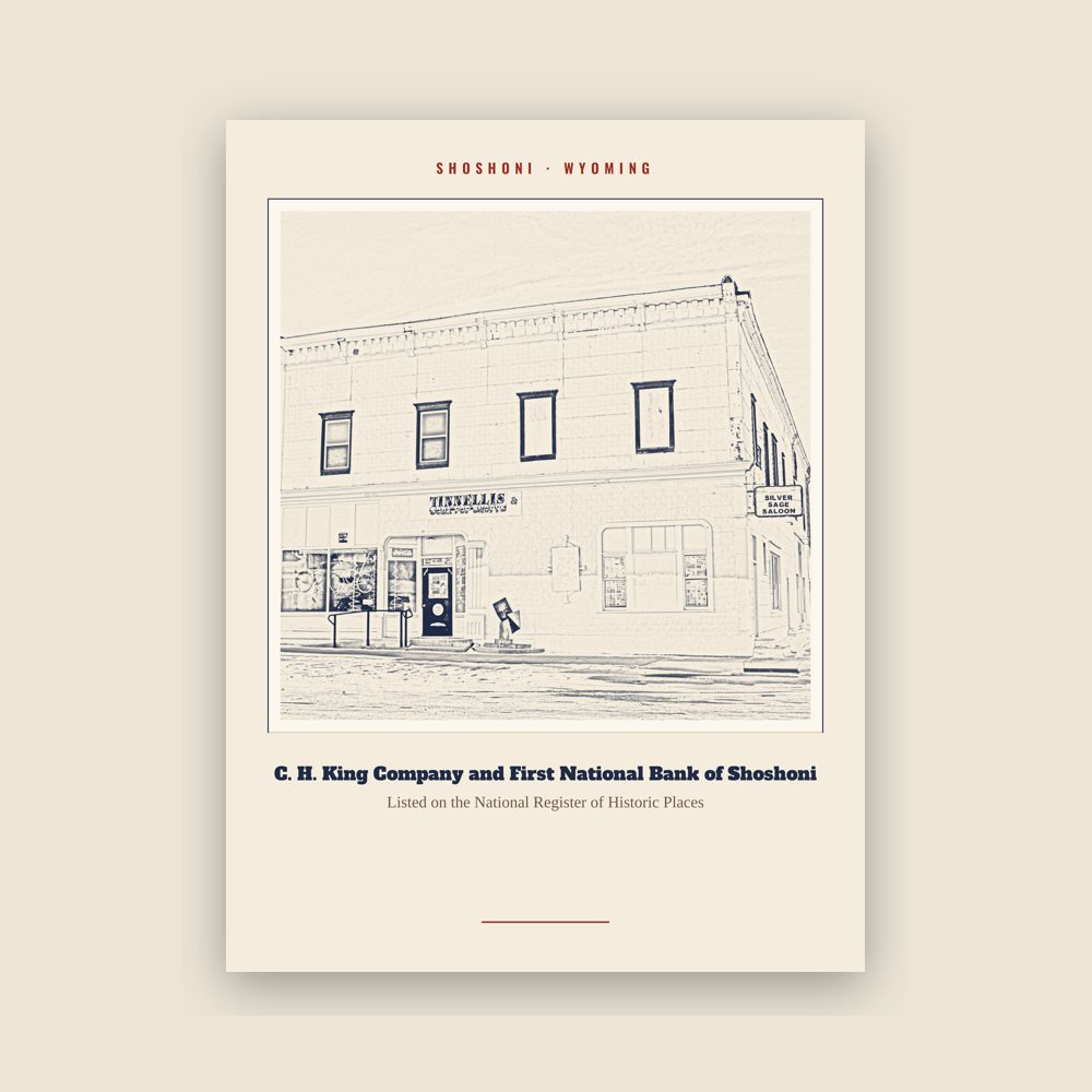 Shoshoni C. H. King Company and First National Bank of Shoshoni Landmark Print