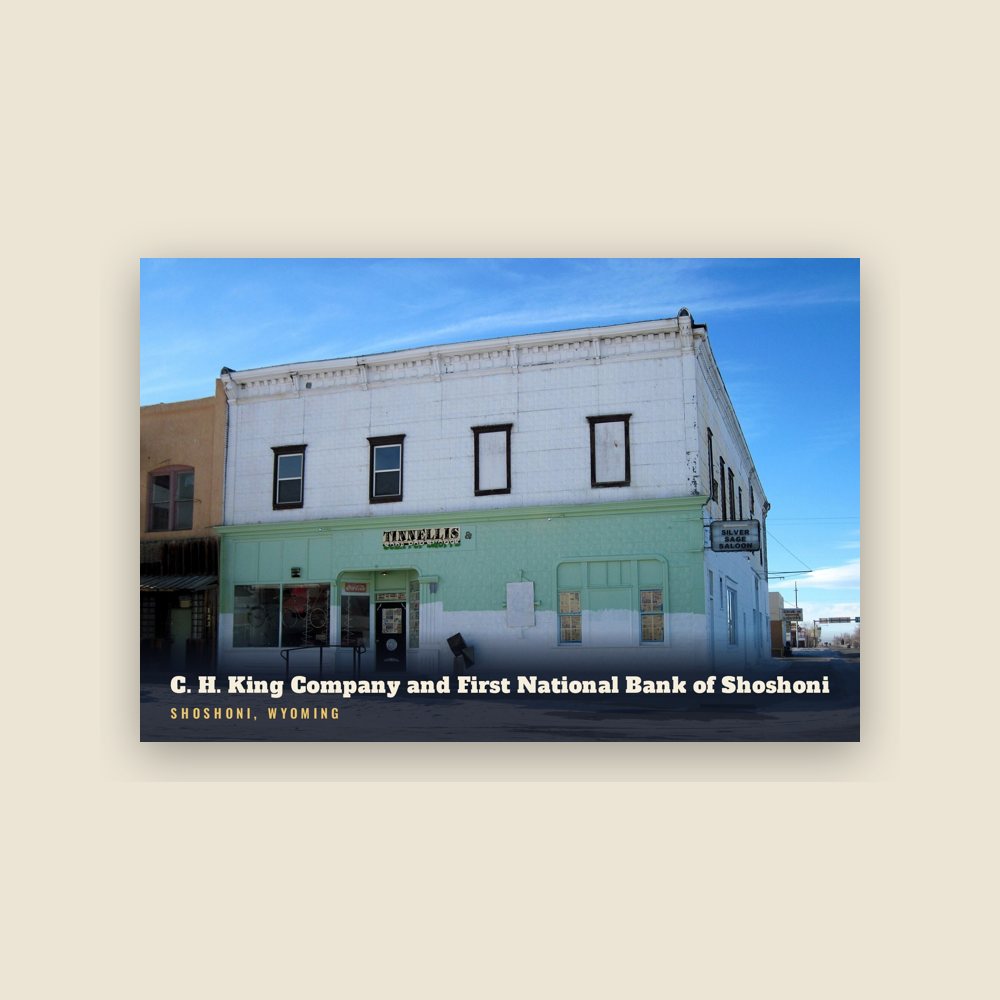 Shoshoni C. H. King Company and First National Bank of Shoshoni Postcard