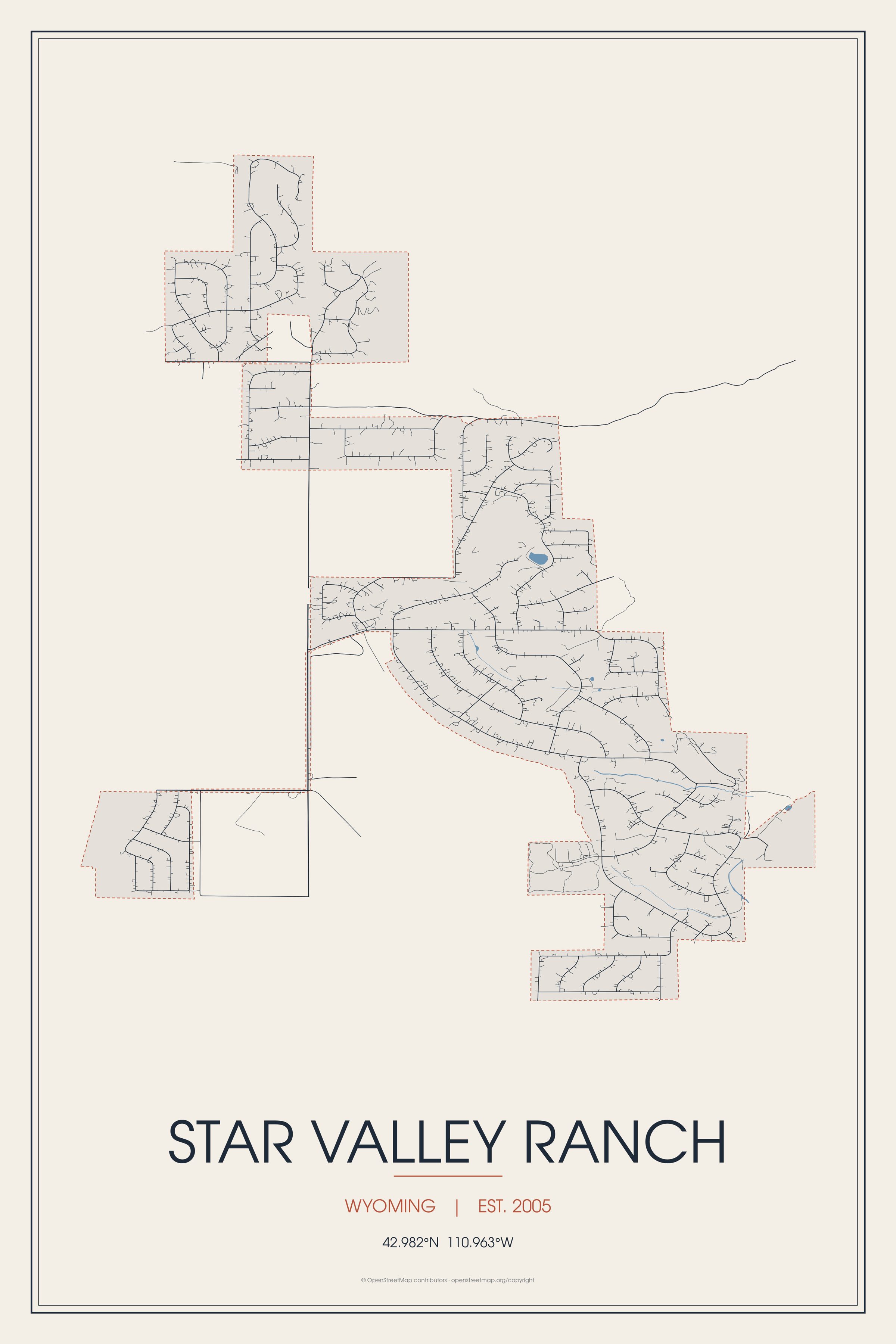Street map of Star Valley Ranch, Wyoming
