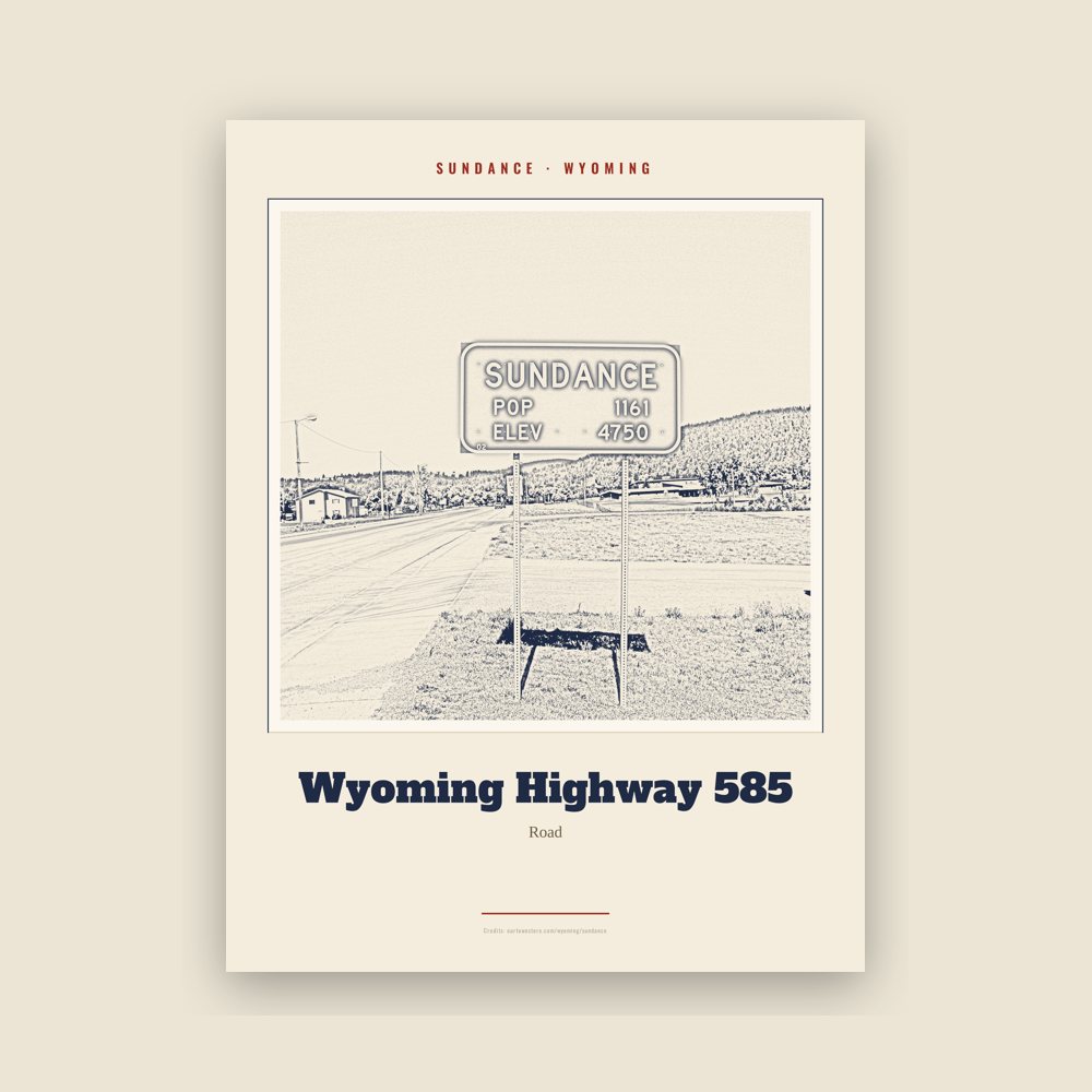 Sundance Wyoming Highway 585 Landmark Print