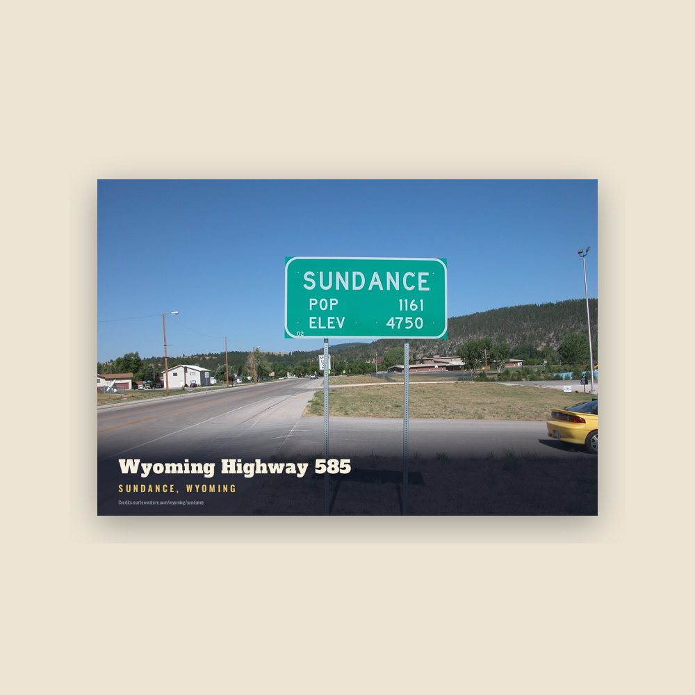 Sundance Wyoming Highway 585 Postcard