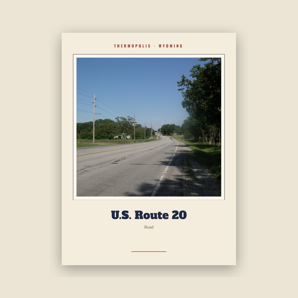 Thermopolis U.S. Route 20 Landmark Print