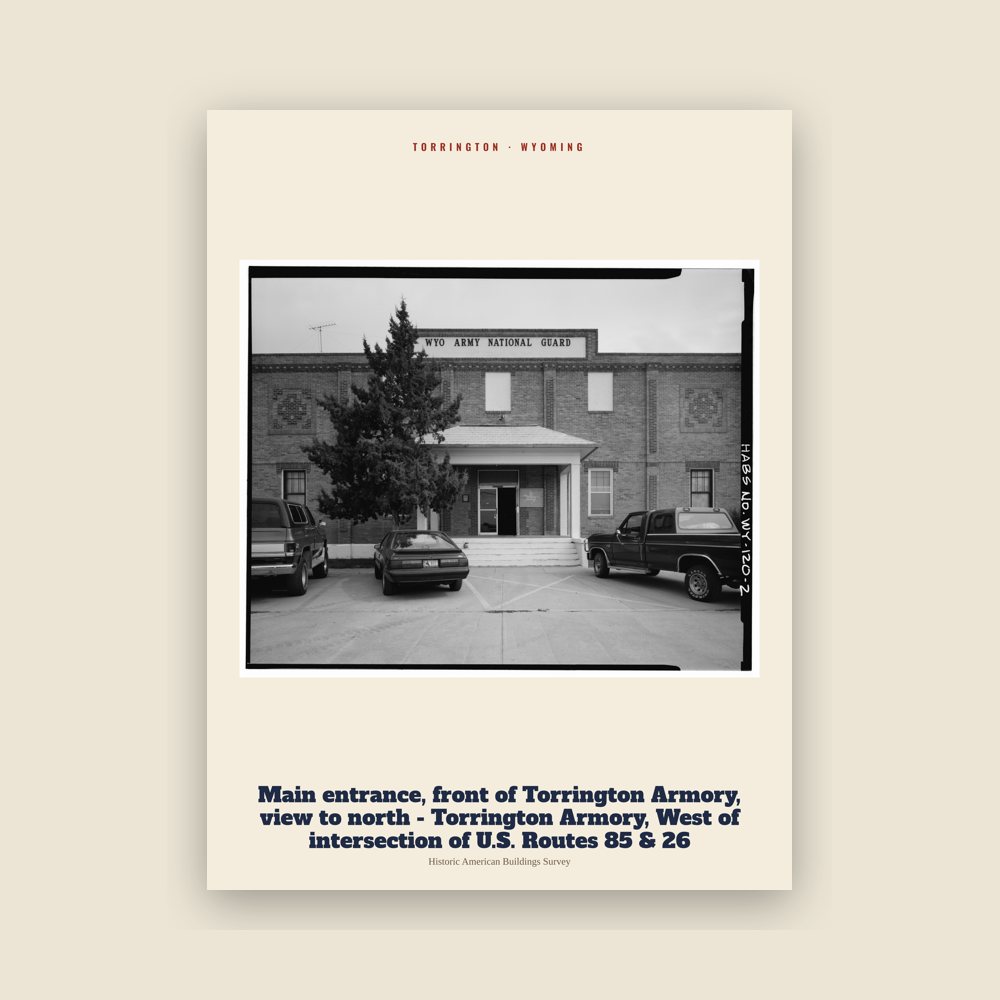 Torrington Main entrance, front of Torrington Armory, view to north - Torrington Armory, West of intersection of U.S. Routes 85 & 26 Archive Print