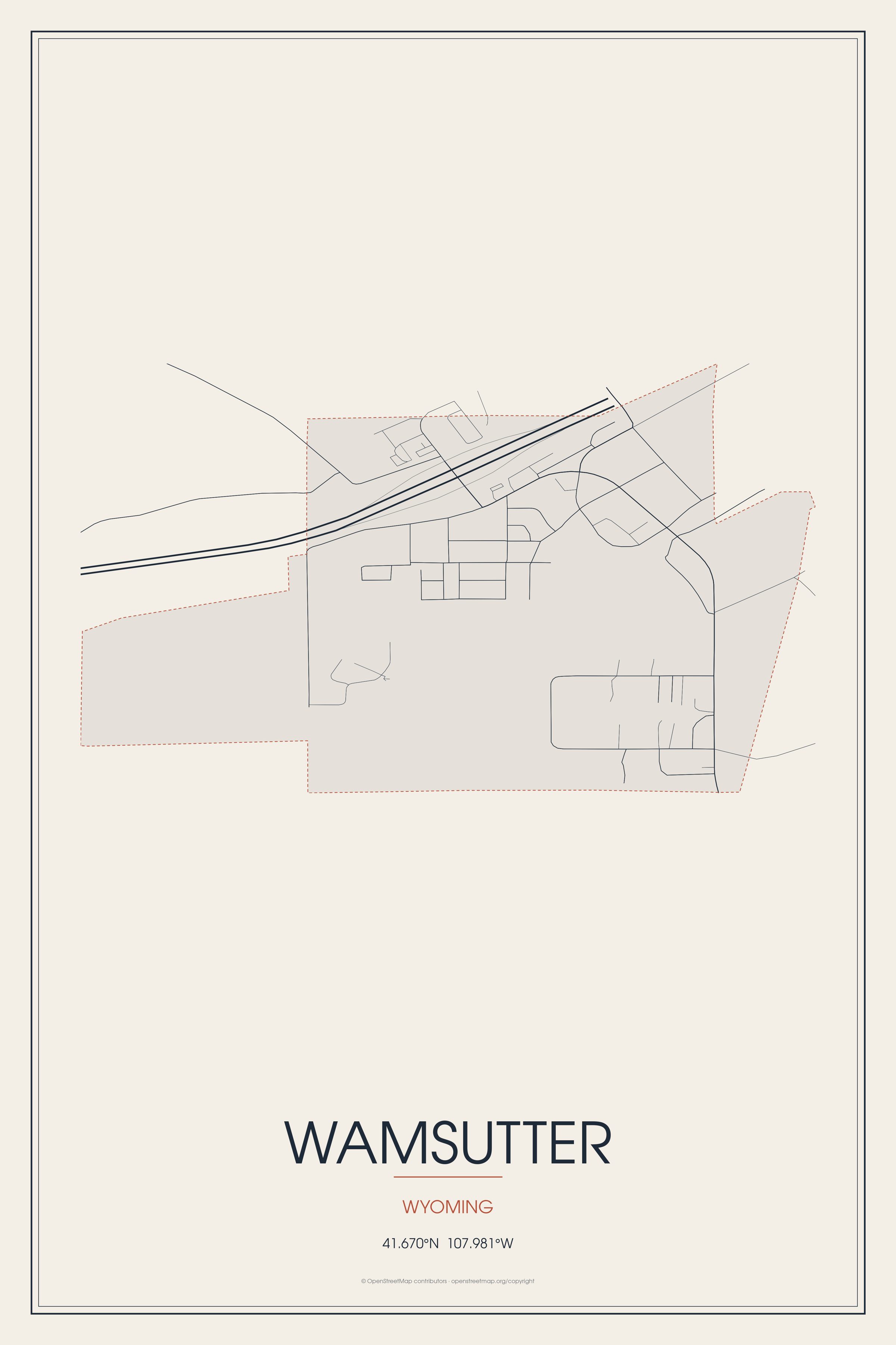 Street map of Wamsutter, Wyoming