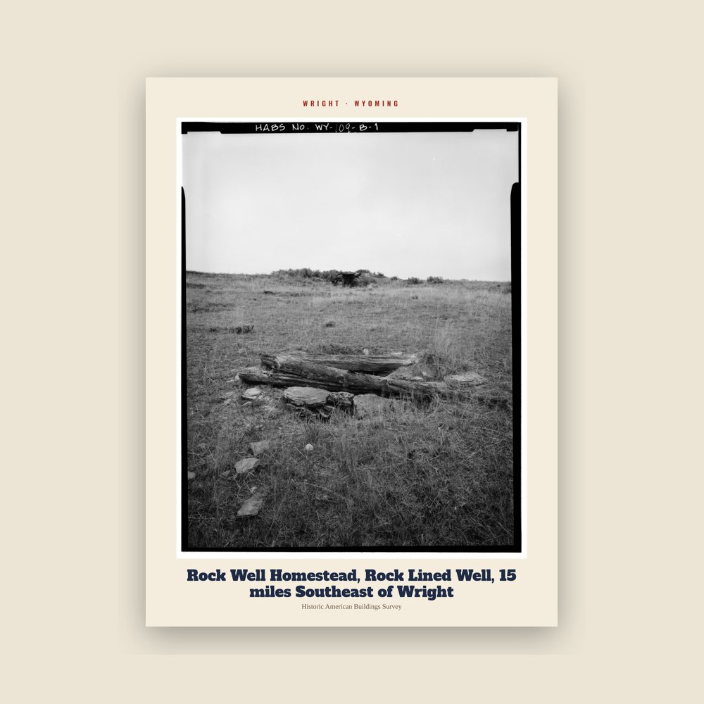Wright Rock Well Homestead, Rock Lined Well, 15 miles Southeast of Wright Archive Print