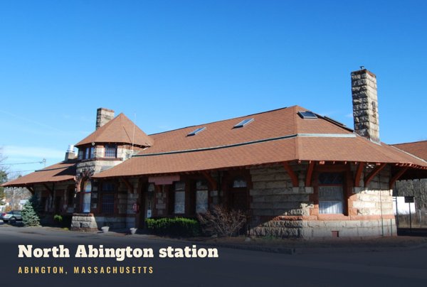 Abington North Abington station Postcard artwork detail