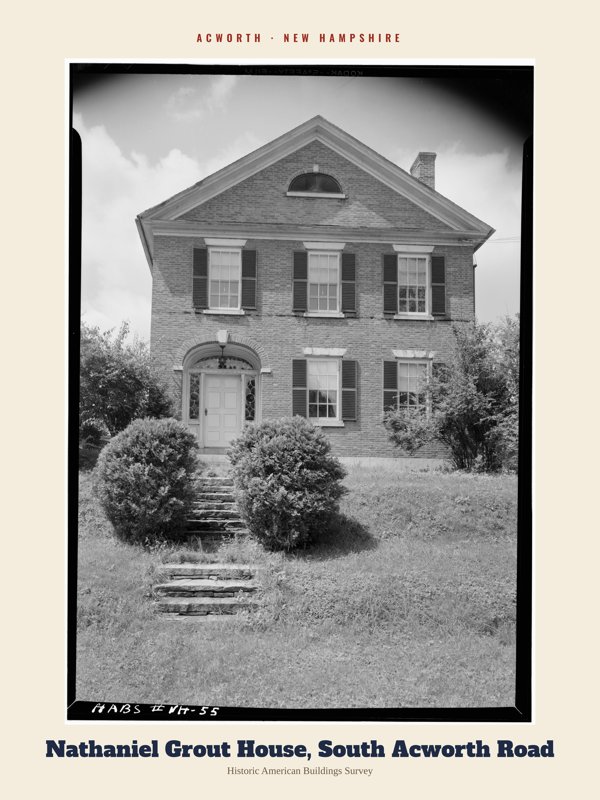 Acworth Nathaniel Grout House, South Acworth Road Archive Print artwork detail