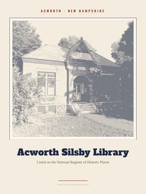 Acworth Acworth Silsby Library Landmark Print artwork detail
