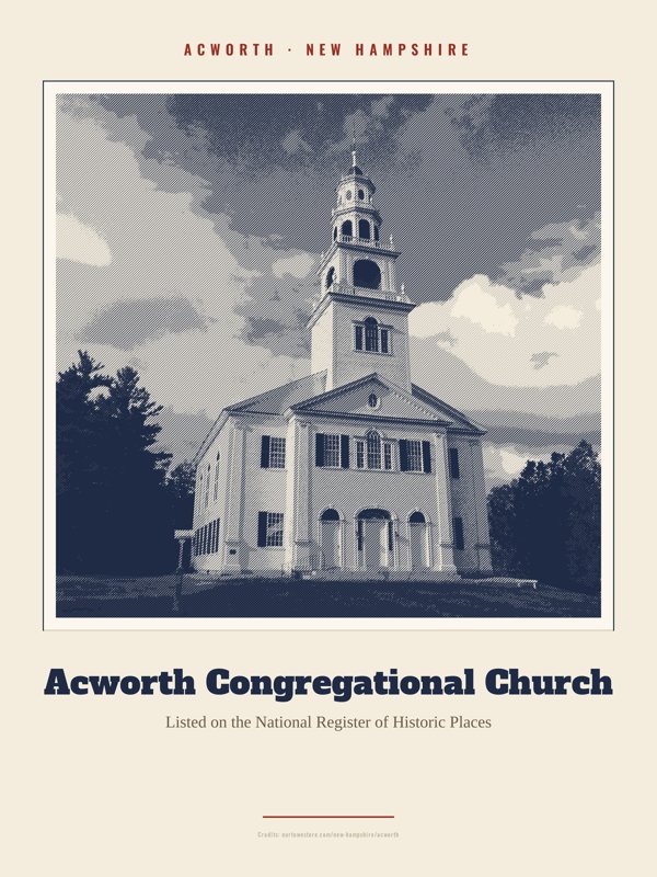 Acworth Acworth Congregational Church Landmark Print artwork detail